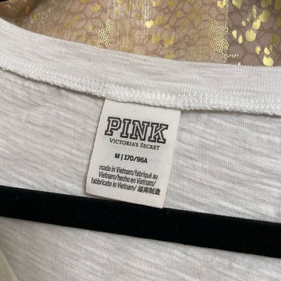 PINK Victoria’s Secret Watercolor Sequin Bling Oversized White T-Shirt, M - Picture 3 of 6